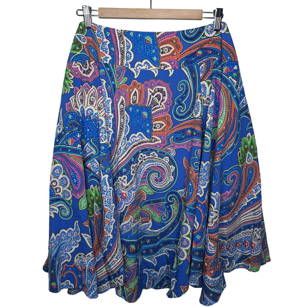 Lauren Ralph Lauren Swing Skirt Paisley Print Colorful 18W Flowy Boho Bohemian
